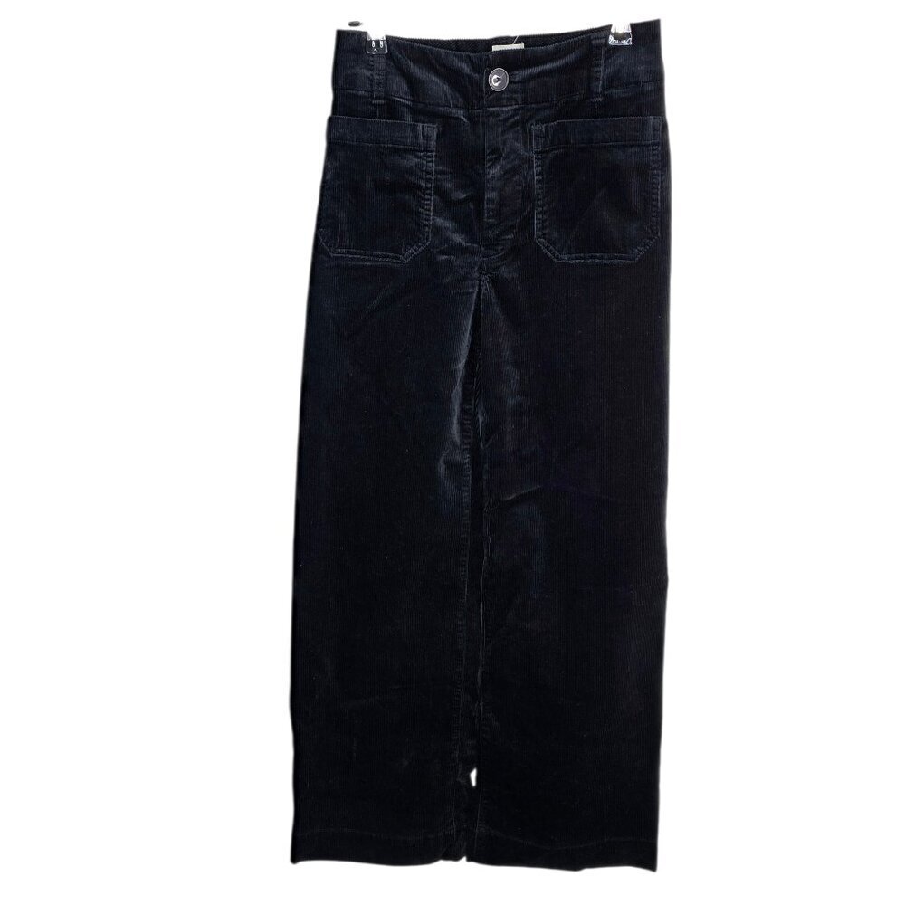 Anthropologie Maeve The Colette Full Length Wide Leg Corduroy, Black, Hi Rise,25